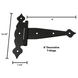 Shed Windows and More Shed Door Hardware Kit, (8" Hinges) Fancy Decorative Hinges, T Handle, Loop Barrel Bolts (Double Door) Shed Hardware
