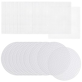 20 PCS Plastic Mesh Canvas Sheet Square & Round Cross Stitch Canvas Blank Needlepoint Canvas Mesh Eye Mesh for DIY Knitting Crochet Embroidery Crafts