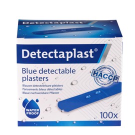 Detectaplast Tiritas azules universales impermeables para manipulación de alimentos y botiquines de primeros auxilios en gastronomía, 0,75 x 2,83 pulgadas, 100 unidades
