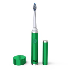 Pop Sonic Ultimate Pro Rechargeable Toothbrush (Green) - 40,000 Strokes/Min - Dupont Nylon Bristles - Teens & Adults with Quadrant Pacer & Timer