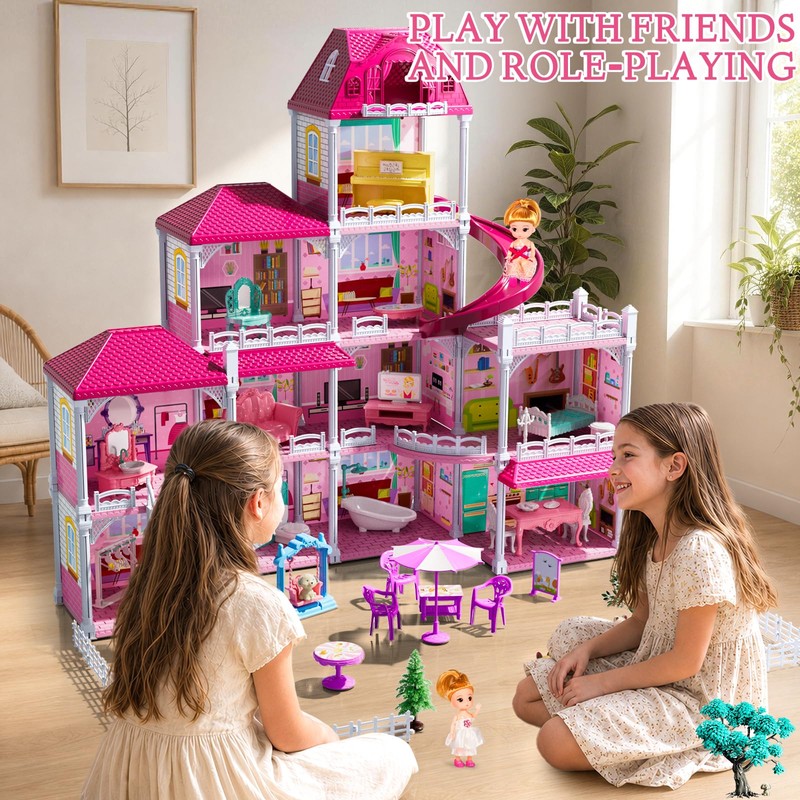 JUKUDAHU 4-Story Villa Playset for Girls Ages 3-8 - 11