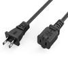 TV Extension Power Cord Cable Polarized 2-Prong Male-Female, Outlet Extension Cable Cord US AC 3-Prong Male/Female Power Cable Black 2m