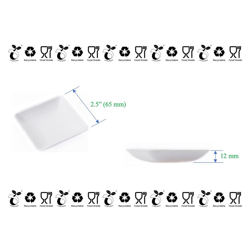50 Canape Square Bowls, Bagasse Small Serving Bowls, Mini Dessert