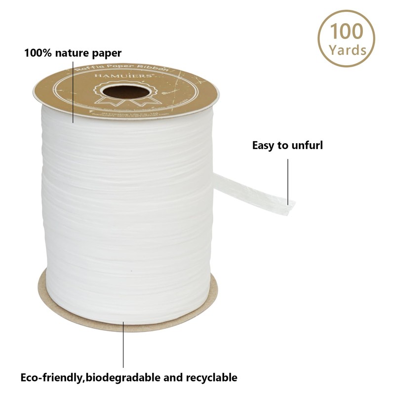 HAMUIERS Raffia Ribbon for Gift Wrapping, Packing Paper Twine, Raffia