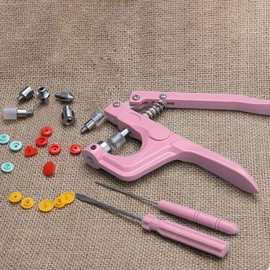 Nurdo Plastic and Metal Snap Buttons with Snaps Pliers Set,300 Sets Plastic and Metal Snap Buttons for Sewing and Crafting (Pink)