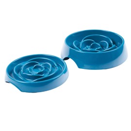 Messy Mutts Interactive Slow Feeder | Puzzle Slow Feeder Dog or Cat Bowl | Enrichment Food Dish to Slow Eating, Prevent Bloating | 9.8” x 2.2” | 3 Cup | Blue