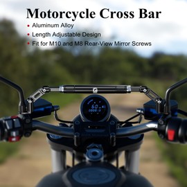 BRCOVAN Motorcycle Cross Bar Fit M10 & M8 Rear-View Mirror Screw, Aluminum Alloy Motorcycle Handlebar Extender Extension, Length Adjustable Motorcycle Balance Bar Reinforce Lever