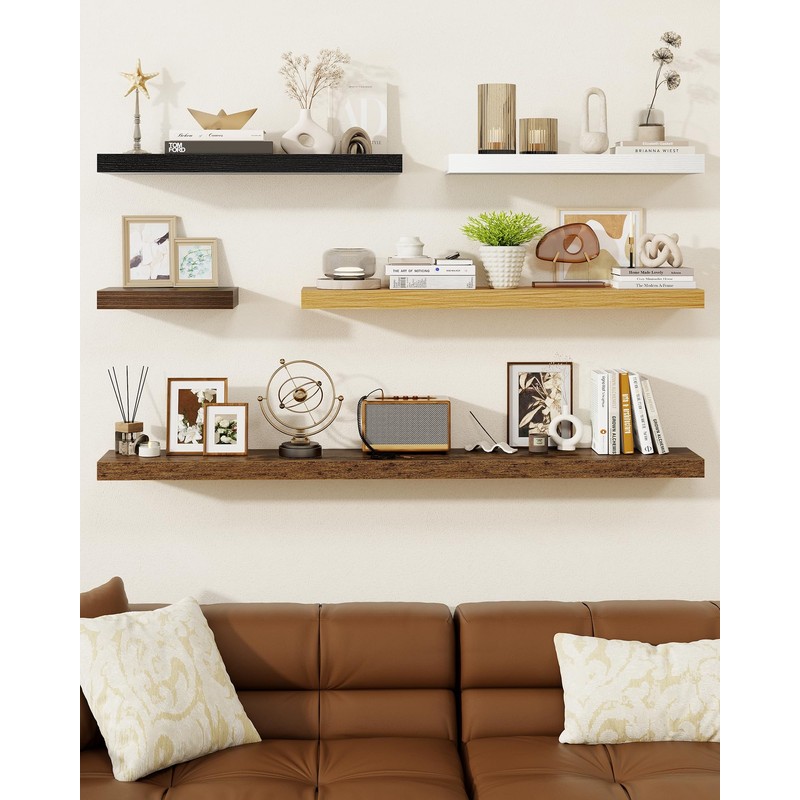 Marsmiles 32" Floating Shelves for Wall, Wooden Shelves with Invisible