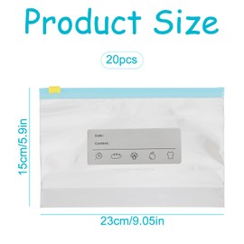 Luckious 20 Pcs Zip-Seal Refrigerator Storage Bags - Food-Grade Freezer Bags for Freshness Preservation - Convenient and Reusable Sealable Bags for Food, Fruits, and Kitchen Organization