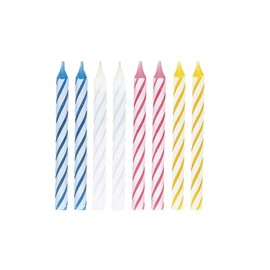 Unique Stripes Party Candles, 2.5", Assorted Colors