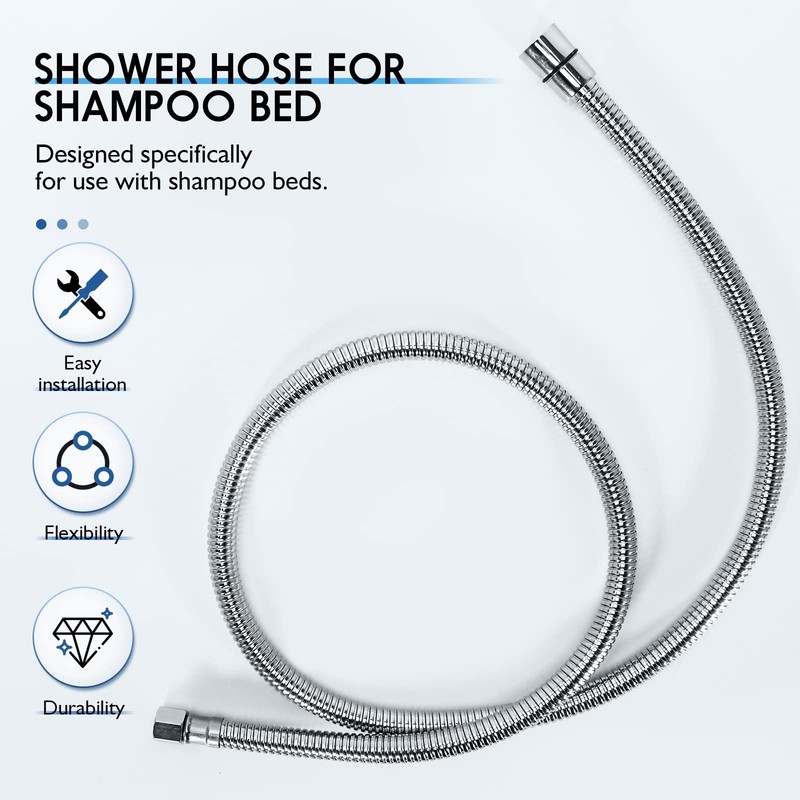 LukLoy Stainless Steel Shampoo Bowl Hose, 1/2" Thread Water Pipe