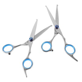 FOMIYES 2PCS Round Head Pet Hairdressing Scissors Ergonomic Pet Grooming Shears for Safe Grooming Rust Design for Cats Dogs