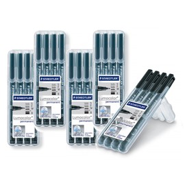Staedtler Staedtler 31-9WP4GS Lumocolor permanent SFMB Folienstift 4 Stück schwarz in aufstellbarer Staedtler-Box (5)