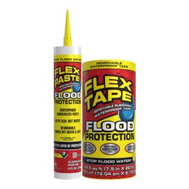 Flood Protection 7.5 in x 20 ft Tape + 9 oz Waterproof Rubberized Paste Combo Pack, Removable, Use on Windows, Doors, Garage Doors, Seams, Casings, Thresholds, Conduits, Vents, Ducts