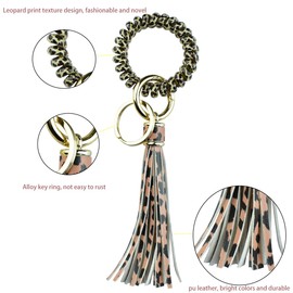 Azurastone Leather Wristlet Keychain for Women Girls，Wrist Keychain Bracelet Keychains Holder Key Ring Stretchable Wristband Key Chain(color 3)