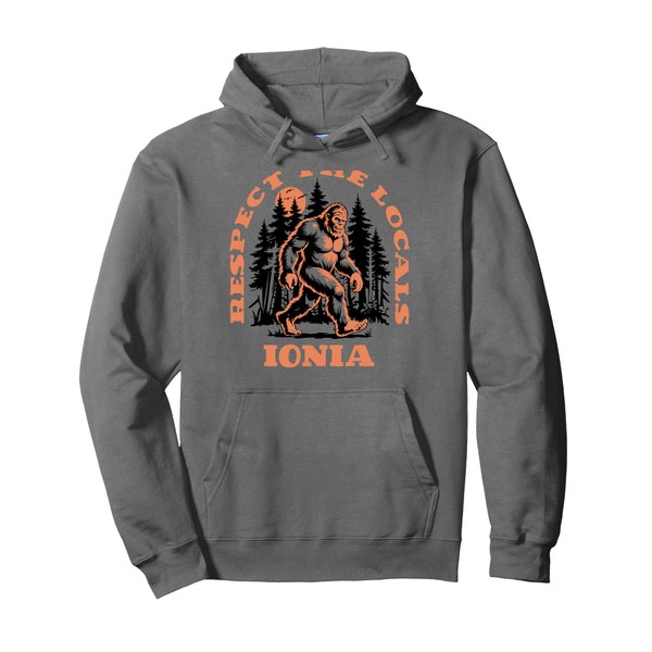 Ionia Bigfoot Respect the Locals Retro Sasquatch Pullover Hoodie
