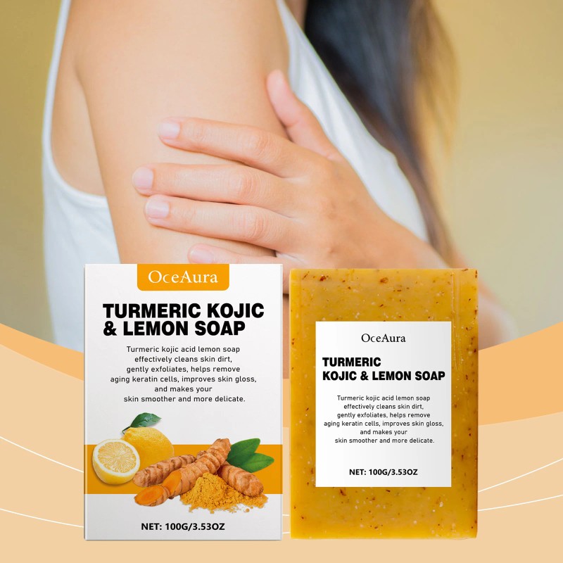 OceAura Lemon Turmeric Acid Soap Gentle Cold Wash Bath Facial