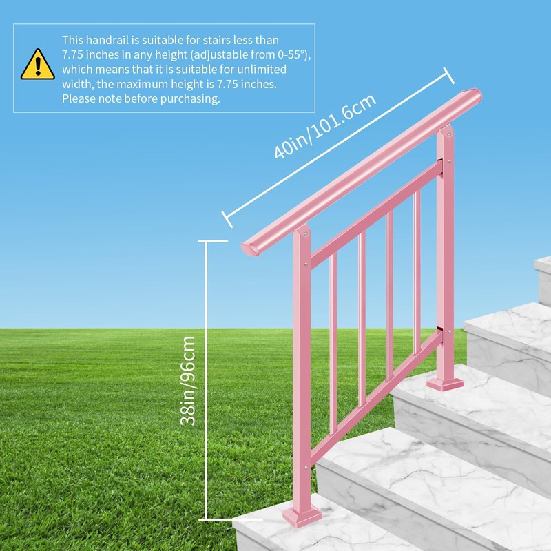 Adjustable Handrails for Outdoor Steps – Pink Metal Stair Railing