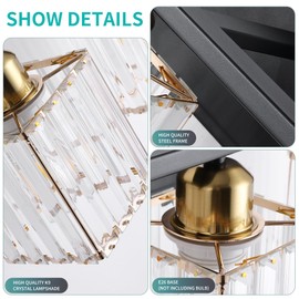 OSGNER 28'' Bathroom Vanity Light, 4 Light Bathroom Light Fixtures Black Gold, Modern Bathroom Lights Fixtures Over Mirror, Crystal Vanity Lighting (Exclude Bulb)