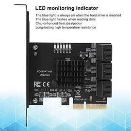 PCI E 3.0 SATA 3.0 Expansion Card, 6 Port Adapter with Advanced Cooling for Linux, macOS, NAS Systems
