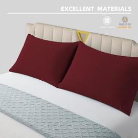 Cushion Cover 50 x 90 cm (Set of 2) – Microfibre Cushion Cover with Zip – Pillow Case Soft and Breathable – Burgundy