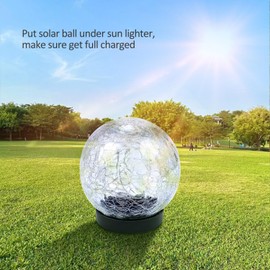Cracked Glass Solar Globe Lights Outdoor Waterproof Solar-Powered Garden Lights with Warm White Glow and Multi Colors, for Pathways, Patios, Lawns, and Yard Decor 6 inch (Warm White)