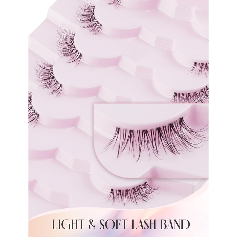 Half Lashes Natural Wispy False Eyelashes Half Eyelashes Clear Band