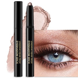 Wugbc Eyeshadow Stick Shimmer Waterproof Long Wear Eye Brightener Cream to Powder Glitter Eye Shadow Crayon High Pigmented Highlighter Eye Liner Pencil Makeup Crease-Proof Buildable Color, 9 CHAMPAGNE