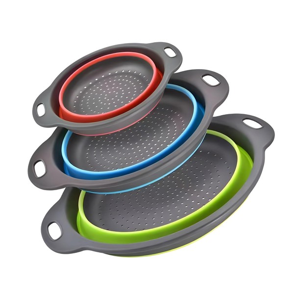 3 Piece Foldable Strainer Basket Three sizes, large, small and