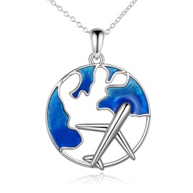 YFN Aeroplane necklace female silver as a flight attendant gift, Sterling Silver, No Gemstone