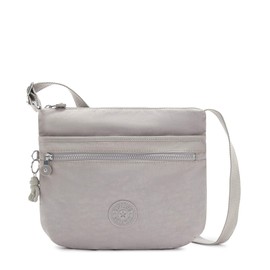 Kipling Women's Arto Crossbody, Lightweight Everyday Purse, Casual Nylon Shoulder Bag, Grey Gris, 11.25" L X 10.25" H X 1.5" D