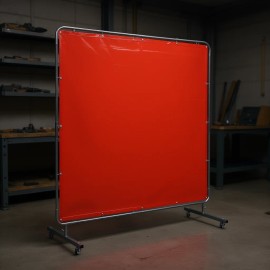 6 X 6 Ft Red Vinyl Welding Screen Frame with 4 Swivel Wheels Moveable Industrial Workshop Curtain Model D0100HAD6UWColor: Red Color, Size: Size 6 x 6 ft