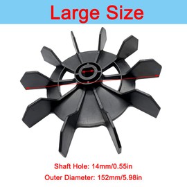SagaSave Plastic Motor Fan Blade, Black Large Air Compressor Fan Blade Accessories Direct‑on‑Line Motor 0.55in/14mm Shaft 5.98in/152mm Outer Diameter (Large Black)
