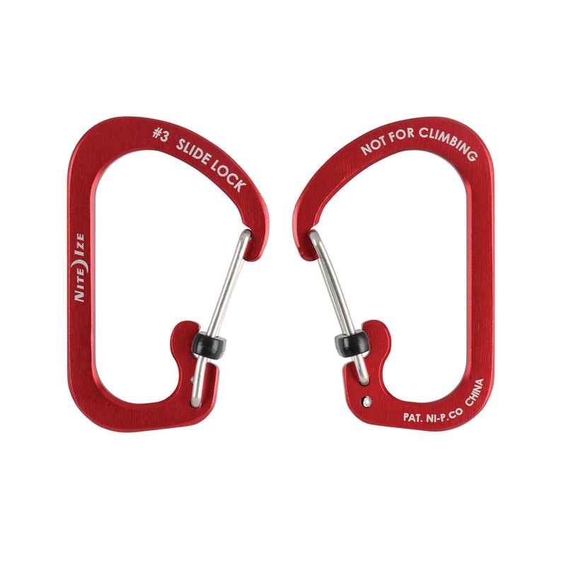 Nite Ize CSLA3-10-R6 SlideLock Carabiner, Size #3, Red
