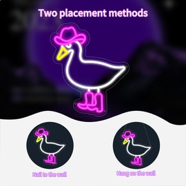 Duck Neon Sign for Wall Decor, Cowgirl Duck Neon Light with Dimmer and USB, Gift for Girls Led Light Up Sign for Bar, Hotel, Cafe, VIP Room, Home Decoration