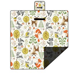 Hayisugal Picnic Blanket Sand-Free Beach Blanket Waterproof Camping Blanket Washable Beach Mat Portable Picnic Blanket Soft for Beach, Picnic, Hiking, Travel, Forest Animals, 150 x 200 cm