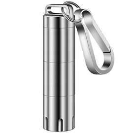 TISUR- Llavero porta pastillas pequeño de titanio, estuche portátil e impermeable para pastillas, vitaminas, aceite de pescado y suplementos.