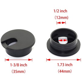 CM Hardware 2pcs 35mm Hole Diameter Wire Hole Cap Round Cable Hole Cover Black Grommet