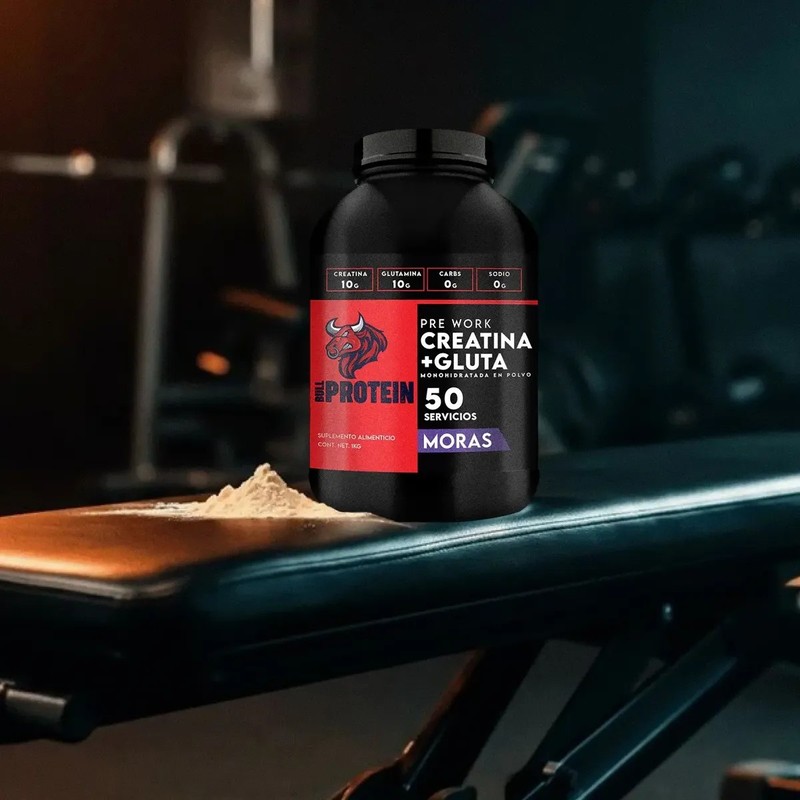 Suplemento Creatina Glutamina Bull Protein 1kg 50servicios