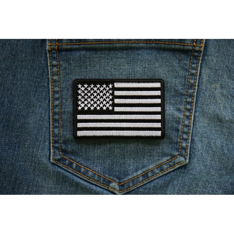 Ivamis Black and White American Flag Patch- 3x2 inch -