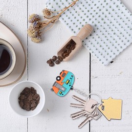 Foyten Camper Keychain, RV Key Ring,Couple Gifts Souvenir for Women Men,Camping Trailer Accessories,Outdoor Decor,2 Pack (Green)