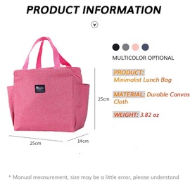 ZELAITE Lunch Bag, Small Lunch Bag, Cool Bag, Insulated Lunch Bag with Side Pockets for School, Picnic, Outdoor or Work Lunch Boxes (C)