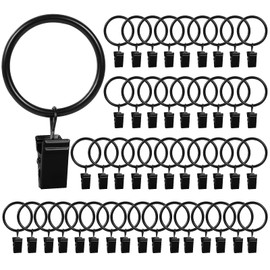 46 Pack Shower Curtain Hooks, Curtain Clips Metal Hooks Curtain Rings with Clips Curtain Hangers Black Curtain Rings, Curtain Rod Clips Photo Small Clips Shower Curtain Hanger for Indoor Outdoors