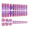 48Pcs Purple French Tip Press on Nails 5D Butterfly Press