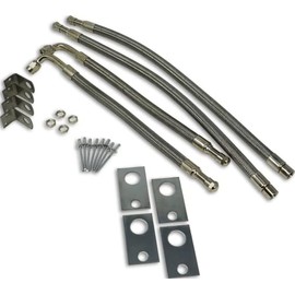 TireMinder Braided Steel Valve Extender Kit for 22 Inch Aluminum Dually Wheels, Hub Mounted, 4 Pack