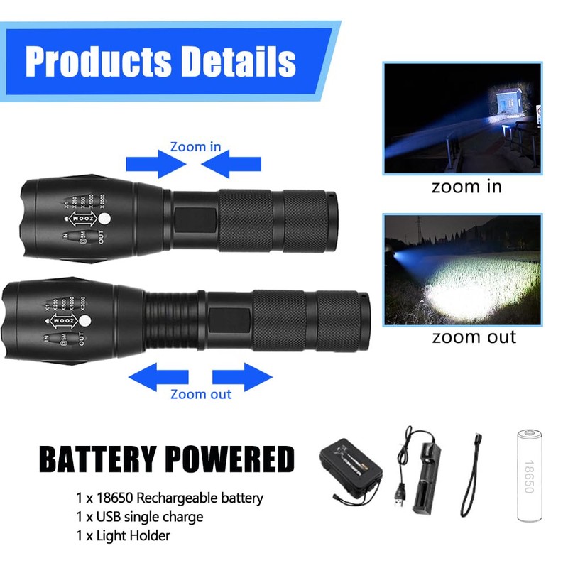 Cane Holder & LED Flashlight Sets for Drive Rollator, Walker,