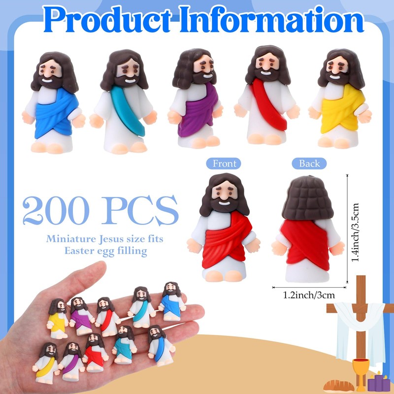 Bememo 200 Pcs Mini Jesus Figure Bulk Easter Tiny Jesus