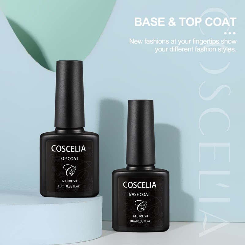 Coscelia Base e Top Coat Semipermanente, 10ML x 2 Base