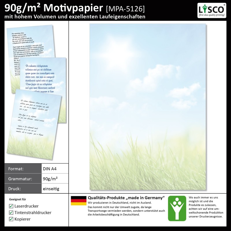 Lysco Natural 5126 Design Letter Paper DIN A4 25 Sheets