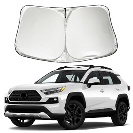 XHRING Car Windshield Sun Shade Sunshade Compatible with Toyota RAV4/RAV-4 LE XLE Premium Limited XSE Hybrid 2025 2024 2023 2022 2021 2020 2019 Accessories, Foldable Car Front Window Sun Visor Shield